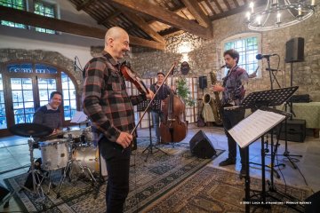 Mossa, 24-10-2021 - JAZZ&WINE OF PEACE 2021 - Circolo Culturale  Controtempo  - Villa Codelli - Emanuele Parrini Quartet (Italy) - Emanuele Parrini: violin; Beppe Scardino: baritone saxophone, bass clarinetto; Giovanni Maier: double bass; Andrea Melani: drums - Foto © 2021 Luca d’Agostino / Phocus Agency