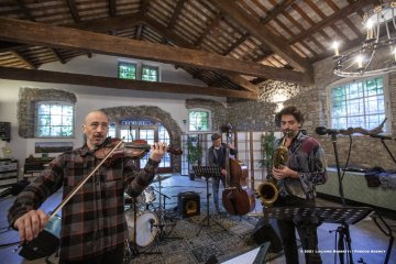Mossa, 24-10-2021 - JAZZ&WINE OF PEACE 2021 - Circolo Culturale  Controtempo  - Villa Codelli - Emanuele Parrini Quartet (Italy) - Emanuele Parrini: violin; Beppe Scardino: baritone saxophone, bass clarinetto; Giovanni Maier: double bass; Andrea Melani: drums - Foto © 2021 Luciano Rossetti / Phocus Agency