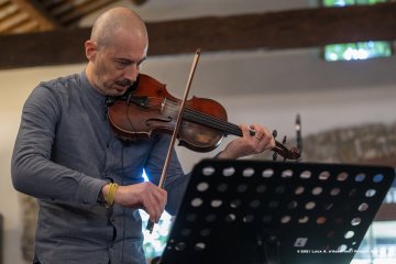 Mossa, 24-10-2021 - JAZZ&WINE OF PEACE 2021 - Circolo Culturale  Controtempo  - Villa Codelli - Emanuele Parrini Quartet (Italy) - Emanuele Parrini: violin; Beppe Scardino: baritone saxophone, bass clarinetto; Giovanni Maier: double bass; Andrea Melani: drums - Foto © 2021 Luca d’Agostino / Phocus Agency