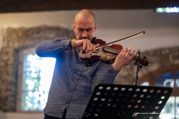 Mossa, 24-10-2021 - JAZZ&WINE OF PEACE 2021 - Circolo Culturale  Controtempo  - Villa Codelli - Emanuele Parrini Quartet (Italy) - Emanuele Parrini: violin; Beppe Scardino: baritone saxophone, bass clarinetto; Giovanni Maier: double bass; Andrea Melani: drums - Foto © 2021 Luca d’Agostino / Phocus Agency