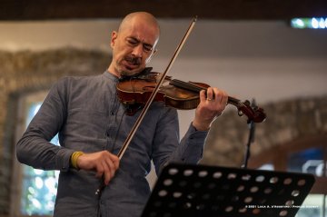 Mossa, 24-10-2021 - JAZZ&WINE OF PEACE 2021 - Circolo Culturale  Controtempo  - Villa Codelli - Emanuele Parrini Quartet (Italy) - Emanuele Parrini: violin; Beppe Scardino: baritone saxophone, bass clarinetto; Giovanni Maier: double bass; Andrea Melani: drums - Foto © 2021 Luca d’Agostino / Phocus Agency
