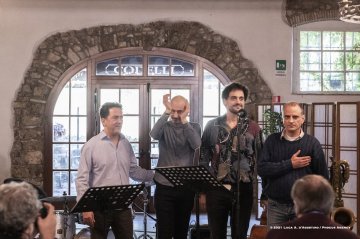 Mossa, 24-10-2021 - JAZZ&WINE OF PEACE 2021 - Circolo Culturale  Controtempo  - Villa Codelli - Emanuele Parrini Quartet (Italy) - Emanuele Parrini: violin; Beppe Scardino: baritone saxophone, bass clarinetto; Giovanni Maier: double bass; Andrea Melani: drums - Foto © 2021 Luca d’Agostino / Phocus Agency