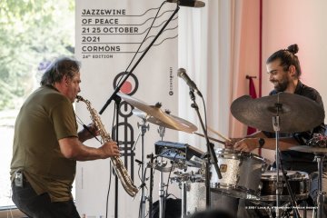 Lucinico, 23-10-2021 - JAZZ&WINE OF PEACE 2021 - Circolo Culturale  Controtempo - Villa Attems Cernozza de Postcastro - ENZO FAVATA “The Crossing” - Enzo Favata: soprano sax, bass clarine, flute, samplers, keyboards, live electronics - Pasquale Mirra: vibraphone, marimba midi; Rosa Brunello: electric bass; Marco Frattini: drums, pads  - Foto © 2021 Luca d’Agostino / Phocus Agency