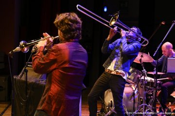 Sacile, 22/05/2021 - Controtempo - Teatro Zancanaro - Il Volo del Jazz - GIANLUCA PETRELLA “Cosmic Renaissance” - Gianluca Petrella: trombone, laptop, moog, effetti - Mirco Rubegni: tromba - Blake Franchetto: basso - Federico Scettri: batteria, laptop25 - Simone Padovani: percussioni - Foto Luca A. d’Agostino / Phocus Agency © 2021