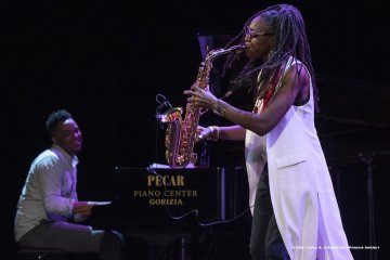 Cormons, 23-10-2021 - JAZZ&WINE OF PEACE 2021 - Circolo Culturale  Controtempo - Teatro Comunale di Cormons - LAKECIA BENJAMIN “Pursuance: The Coltranes” (USA) - Lakecia Benjamin: alto saxophone;
Taber Gable: piano;
Ivan Taylor: bass;
E.J. Strickland: drums - Foto © 2021 Luca d’Agostino / Phocus Agency