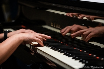 Trieste, 17/6/2021 - Auditorium del Museo Revoltella - Le nuove rotte del jazz 2021 - Luca Colussi Trio - Luca Colussi batteria, percussioni - Paolo Corsini pianoforte - Alessandro Turchet contrabbasso - Foto Luca Valenta/Phocus Agency © 2021