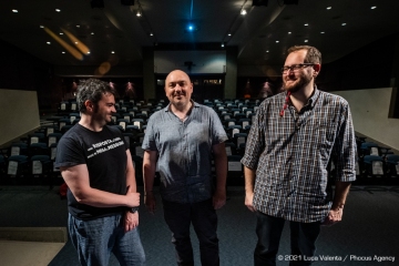 Trieste, 17/6/2021 - Auditorium del Museo Revoltella - Le nuove rotte del jazz 2021 - Luca Colussi Trio - Luca Colussi batteria, percussioni - Paolo Corsini pianoforte - Alessandro Turchet contrabbasso - Foto Luca Valenta/Phocus Agency © 2021