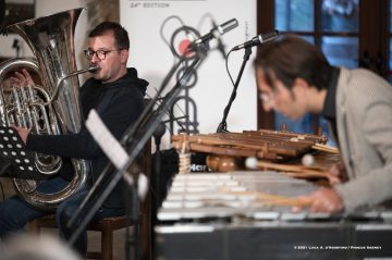 Mossa, 25-10-2021 - JAZZ&WINE OF PEACE 2021 - Circolo Culturale  Controtempo  - Villa Villa Codelli - THERE BE MONSTERS - Boštjan Simon: tenor and soprano saxophones;
Mirko Cisilino: trumpet;
Luigi Vitale: vibraphone;
Goran Krmac: tuba;
Bojan Krhlanko: drums - Foto © 2021 Luca d’Agostino / Phocus Agency