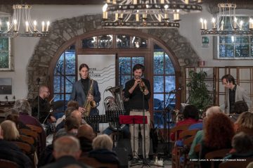 Mossa, 25-10-2021 - JAZZ&WINE OF PEACE 2021 - Circolo Culturale  Controtempo  - Villa Villa Codelli - THERE BE MONSTERS - Boštjan Simon: tenor and soprano saxophones;
Mirko Cisilino: trumpet;
Luigi Vitale: vibraphone;
Goran Krmac: tuba;
Bojan Krhlanko: drums - Foto © 2021 Luca d’Agostino / Phocus Agency