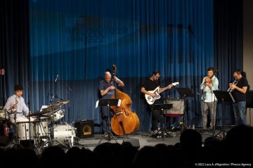 Trieste, 22/06/2022 - Auditorium Museo Revoltella - Circolo Controtempo - Le Nuove Rotte del Jazz 2022 - VICEVERSA – the music of Charles Mingus - Flavio Davanzo: tromba - Riccardo Pitacco: trombone - Gabriele De Leporini: chitarra elettrica - Giovanni Maier: contrabbasso - Francesco Vattovaz: batteria - Scuola di Jazz del Conservatorio “Giuseppe Tartini” di Trieste - Foto Luca A. d'Agostino/ Phocus Agency © 2022
